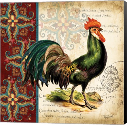 Framed Suzani Rooster I Print