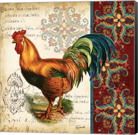 Framed Suzani Rooster II Print
