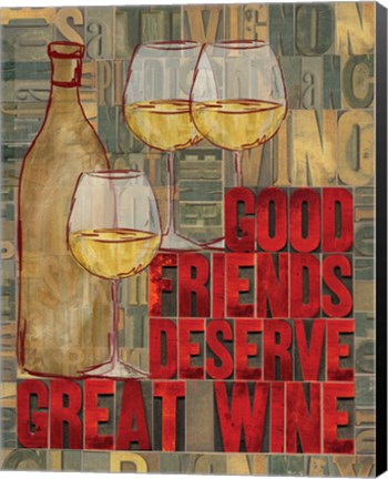 Framed Printers Block Wine and Friends I Print