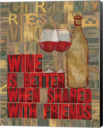 Framed Printers Block Wine and Friends II Print