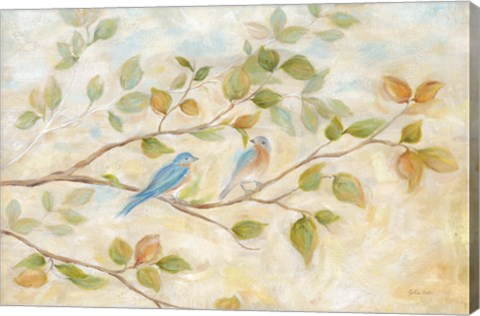 Framed Blue Birds Branch Print