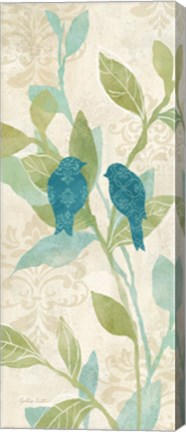 Framed Love Bird Patterns Turquoise Panel II Print