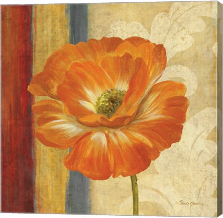 Framed Poppy Tapestry Stripes I Print