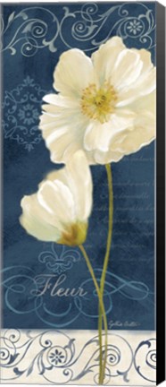 Framed Paris Poppies Navy Blue Panel II Print