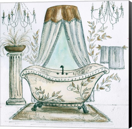 Framed French Bath Sketch I (tub) Print