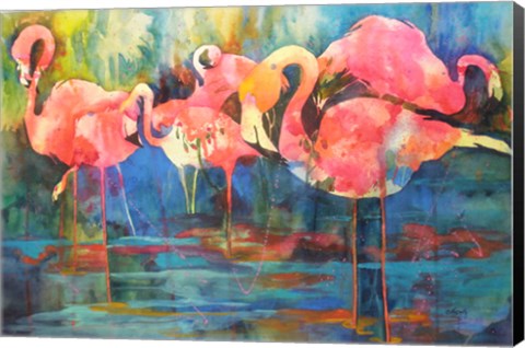 Framed Flirty Flamingos Print