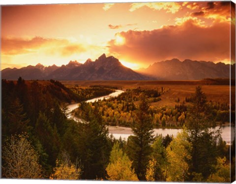 Framed Teton Range at Sunset, Grand Teton National Park, Wyoming Print