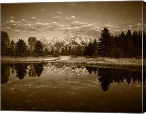 Framed Teton Range and Snake River, Grand Teton National Park, Wyoming (sepia) Print