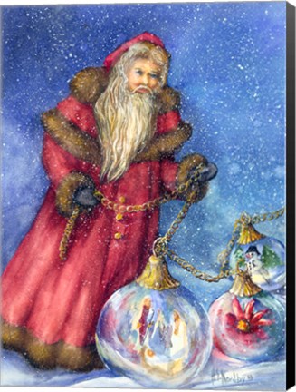 Framed Old Santa with Gifts Print