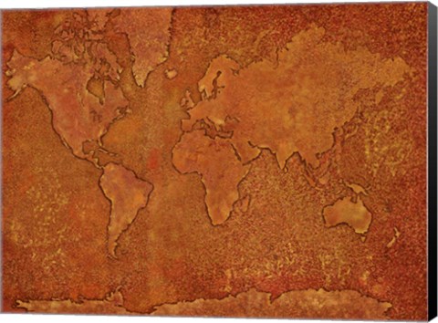 Framed World Map Rust 1 Print