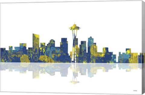 Framed Seattle Washington Skyline 1 Print