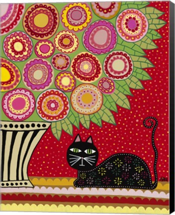 Framed Feline Florist 1 Print