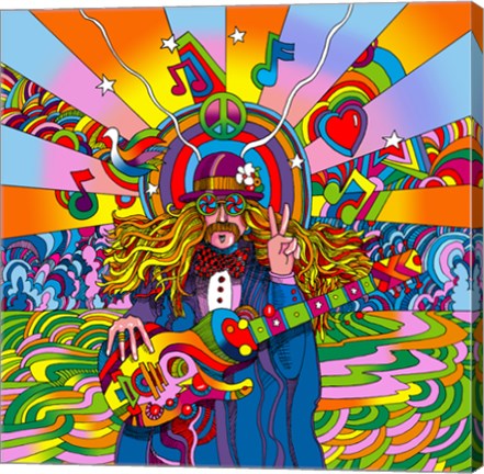 Framed Hippie Musician Print