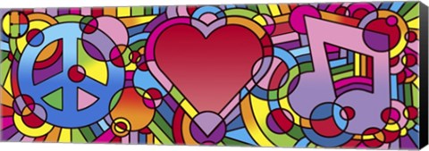 Framed Peace Love Music A Print