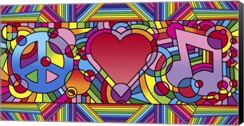 Framed Peace Love Music B Print