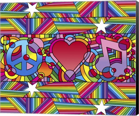Framed Peace Love Music D Print