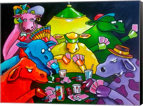 Framed Cows Poker Print