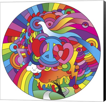 Framed Peace Love Music Circle Print