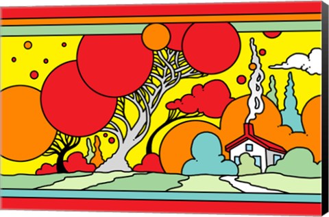 Framed Red Tree Landscape Print
