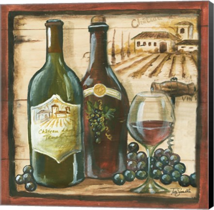 Framed Wooden Wine Square I Print