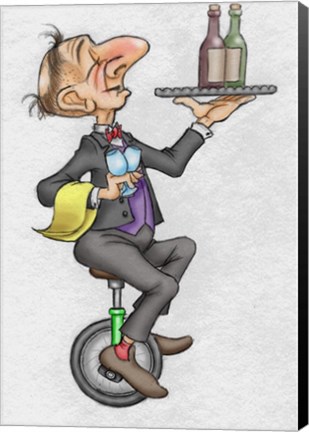 Framed Unicycle Waiter Print