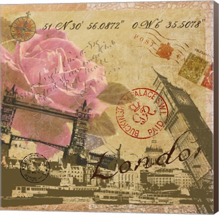 Framed Latitude and Longitude Travel to London Print