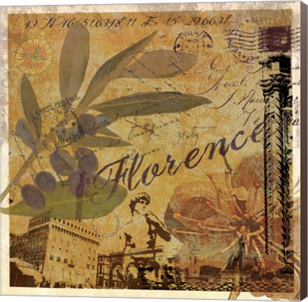Framed Latitude and Longitude Travel to Florence Print