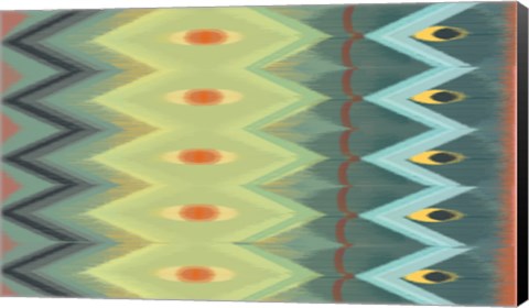 Framed Windy Rug Pattern in Greens Print