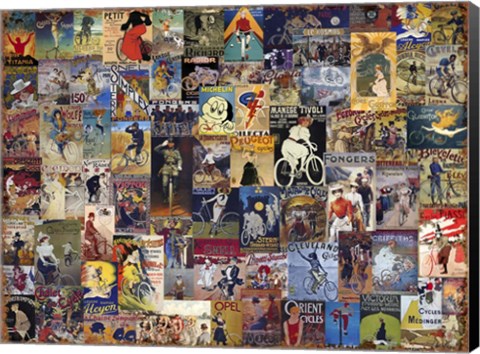 Framed World Bicycle Tour Collage Print
