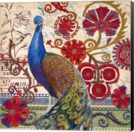 Framed Peacock Decore II Print