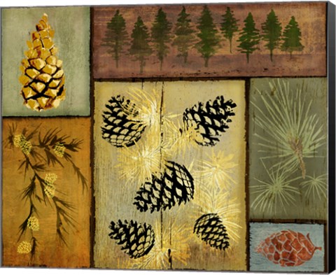 Framed Pines and Oak I Print