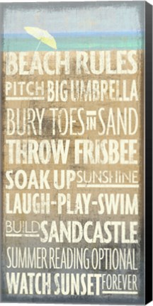 Framed Beach Rules Print