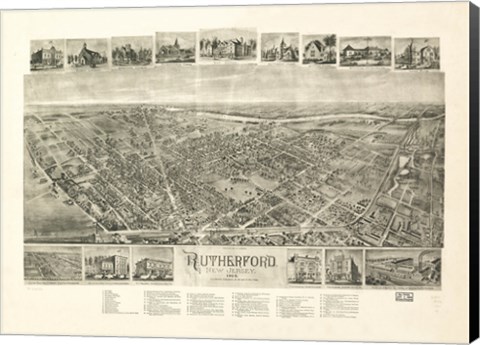 Framed Rutherford, NJ Vintage Map, 1904 Print