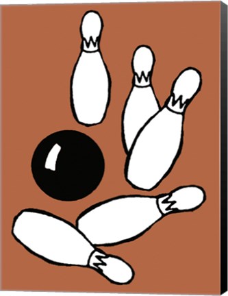 Framed Orange Bowling Print