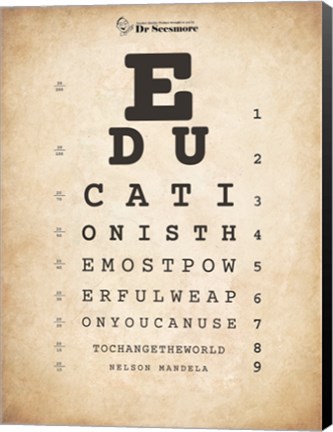 Framed Nelson Mandela Eye Chart I Print