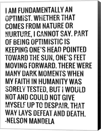 Framed Optimist - Nelson Mandela Quote Print