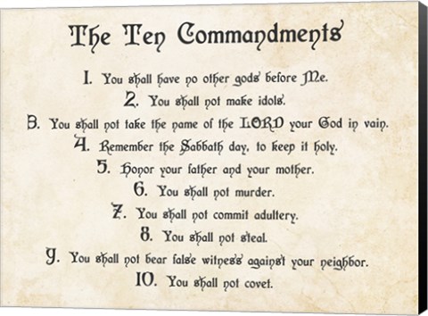 Framed Ten Commandments Print