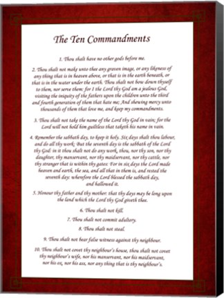 Framed Ten Commandments - Red Print