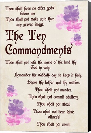 Framed Ten Commandments - Floral Print