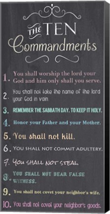 Framed Ten Commandments - Chalkboard Print