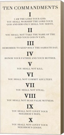 Framed Ten Commandments - Roman Numerals Print