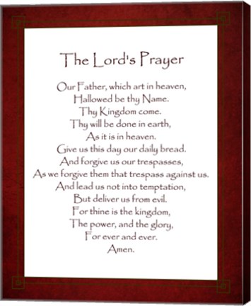 Framed Lord&#39;s Prayer - Red Print