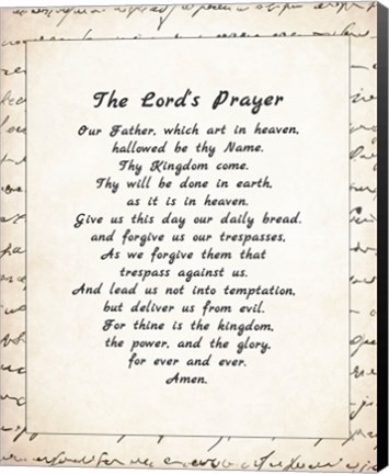 Framed Lord&#39;s Prayer - Script Print