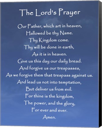 Framed Lord&#39;s Prayer - Blue Sky Print