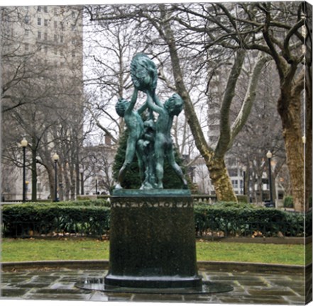 Framed Fountain II (Color) Print