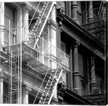 Framed Fire Escape (b/w) Print