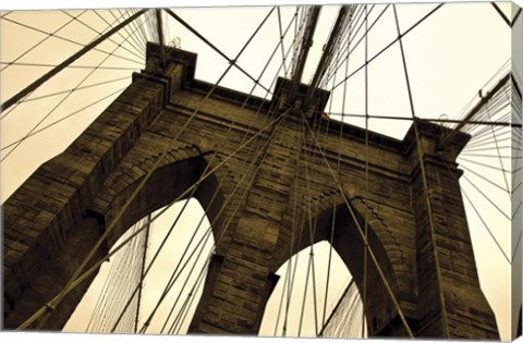 Framed Brooklyn Bridge II (sepia) Print