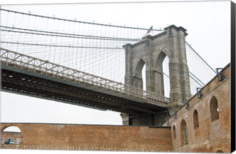 Framed Brooklyn Bridge (brick walls) Print