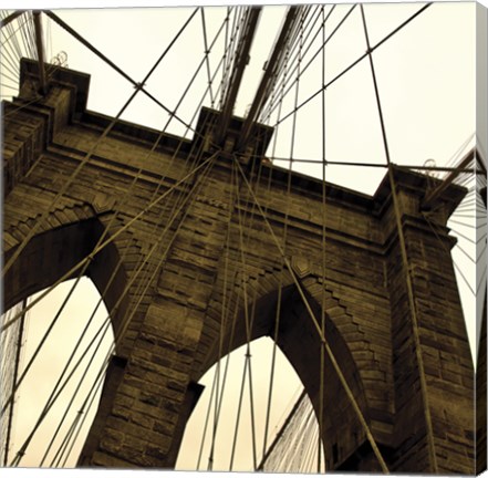 Framed Brooklyn Bridge II (sepia) (detail) Print