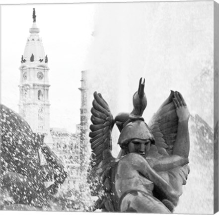 Framed Fountain (City Hall) (b/w) Print